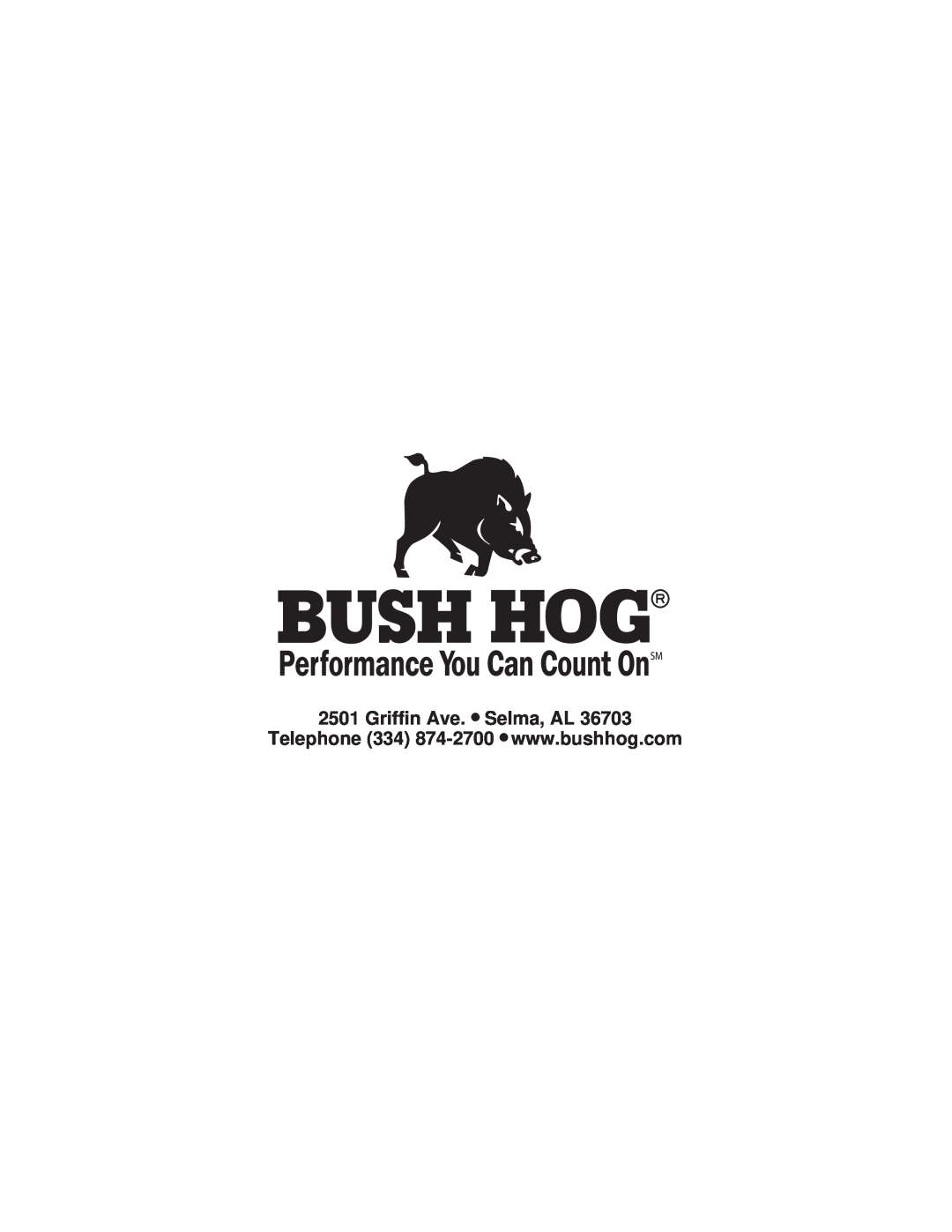 Bush Hog ATH 900 manual Griffin Ave. Selma, AL 