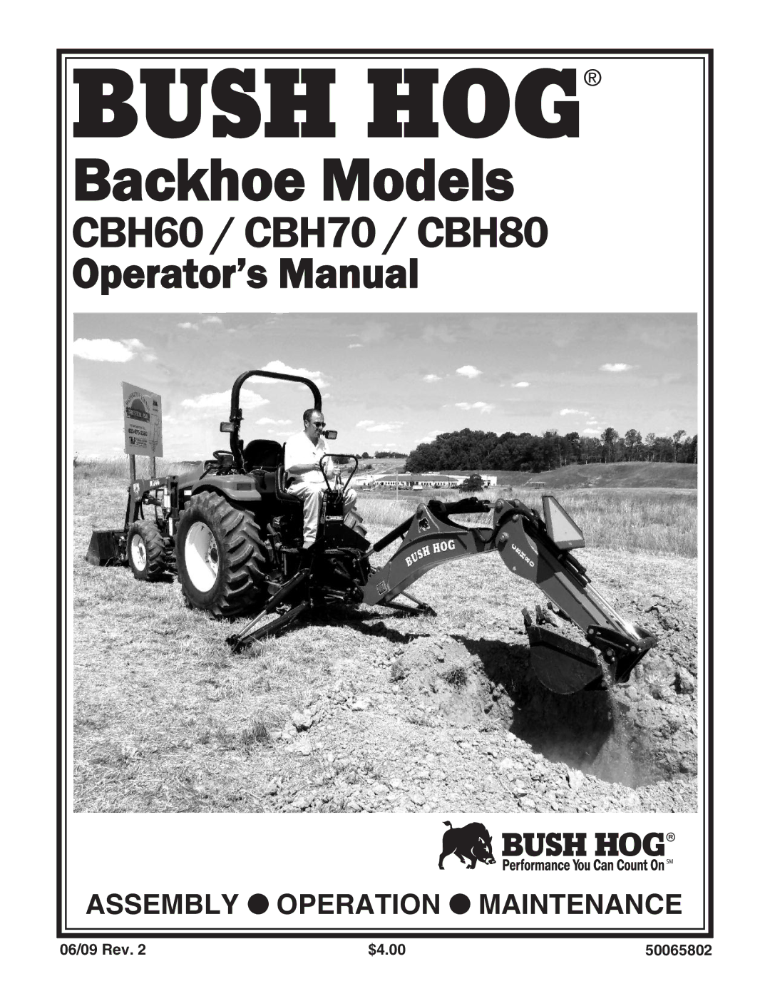 Bush Hog manual CBH60 / CBH70/ CBH80, 06/09 Rev $4.00 50065802 