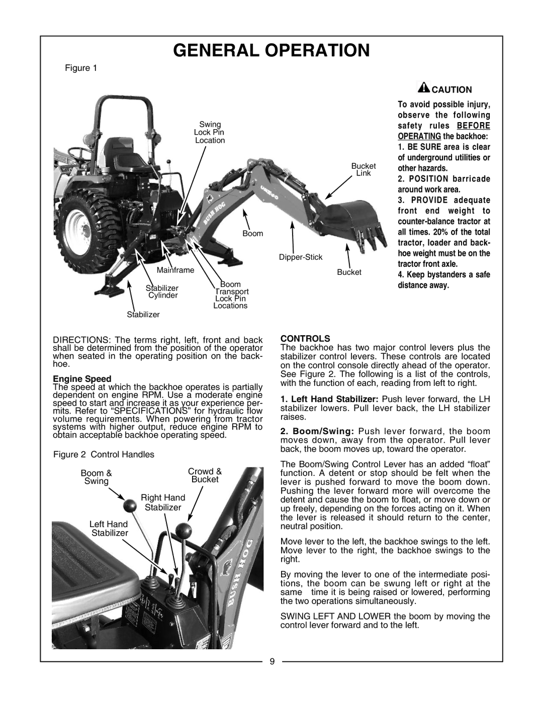 Bush Hog CBH70, CBH80, CBH60 manual Befor E, PO Sition, Controls 