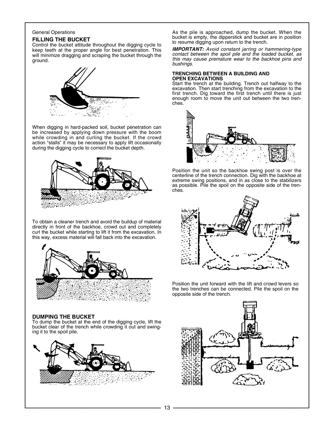 Bush Hog CBH80, CBH60, CBH70 manual Filling the Bucket, Dumping the Bucket 