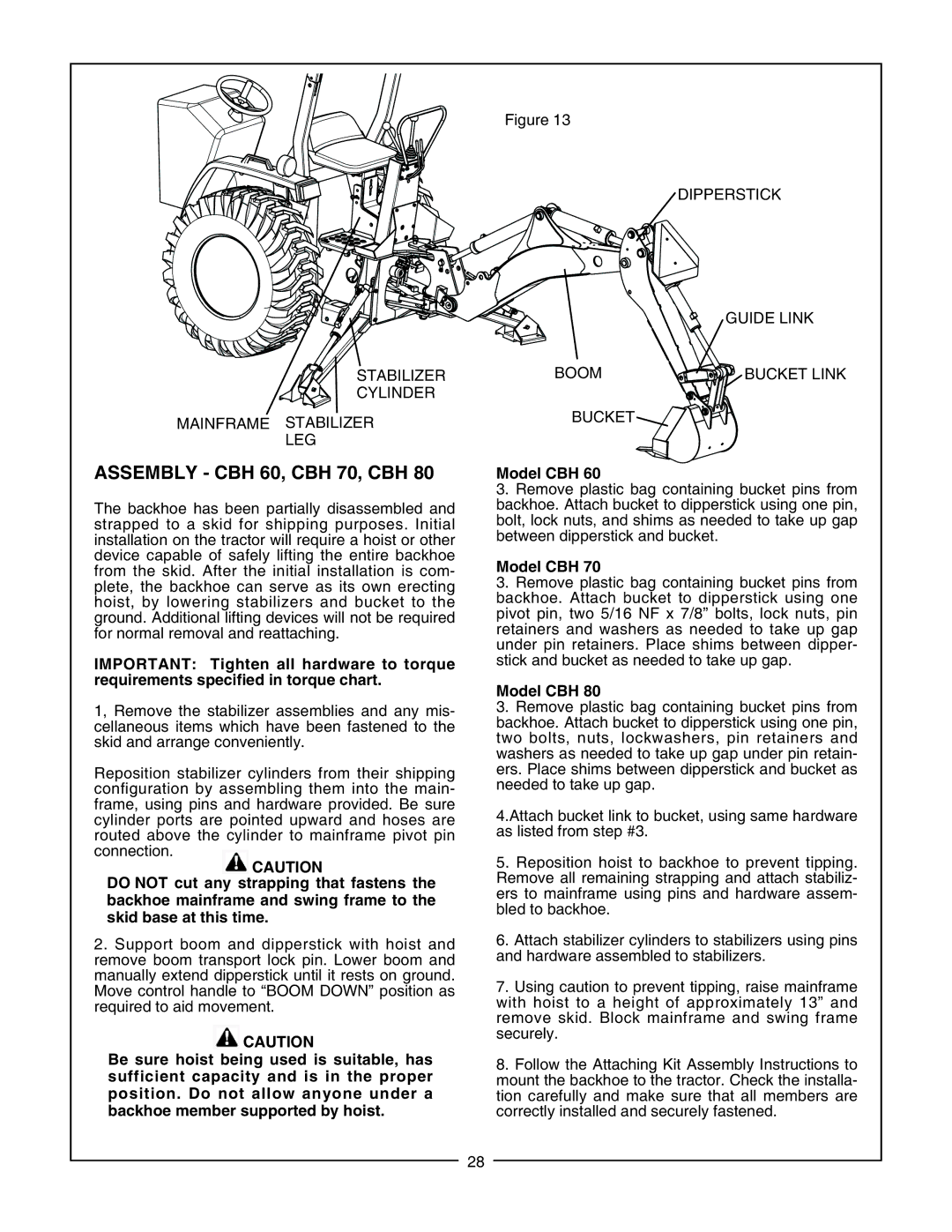 Bush Hog CBH80 Assembly CBH 60, CBH 70, CBH, Do not cut a ny st rapping that fastens, Skid base at this time, Model CBH 