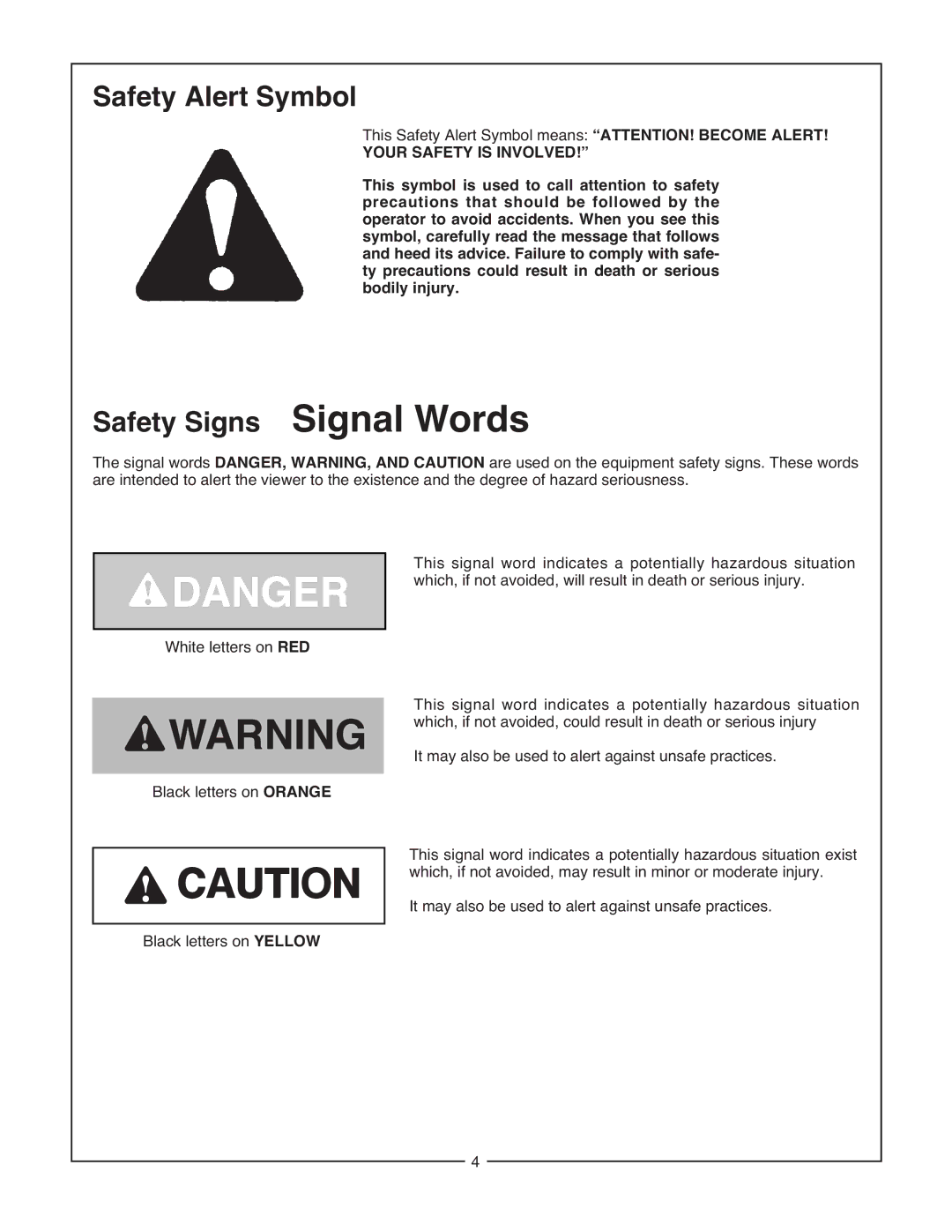 Bush Hog Commercial Series manual Safety Alert Symbol, Your Safety is Involved 