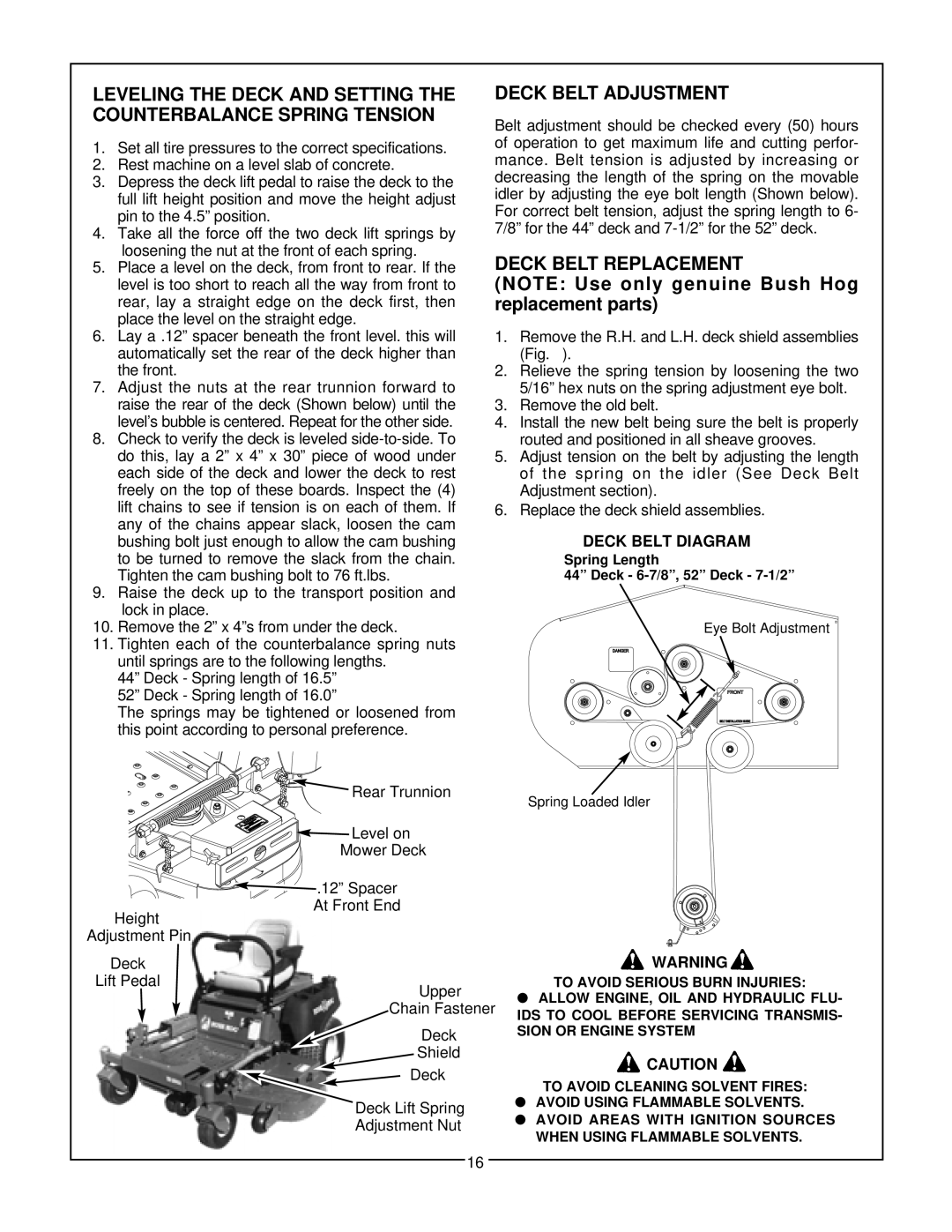 Bush Hog Estate Series manual Deck Belt Replacement, Deck Belt Diagram 