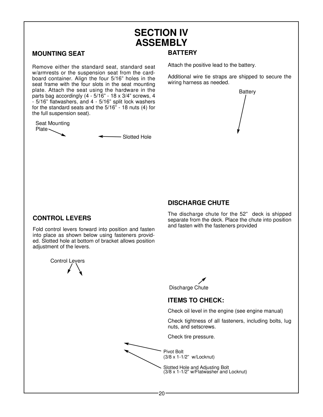 Bush Hog Estate Series manual Section IV Assembly 