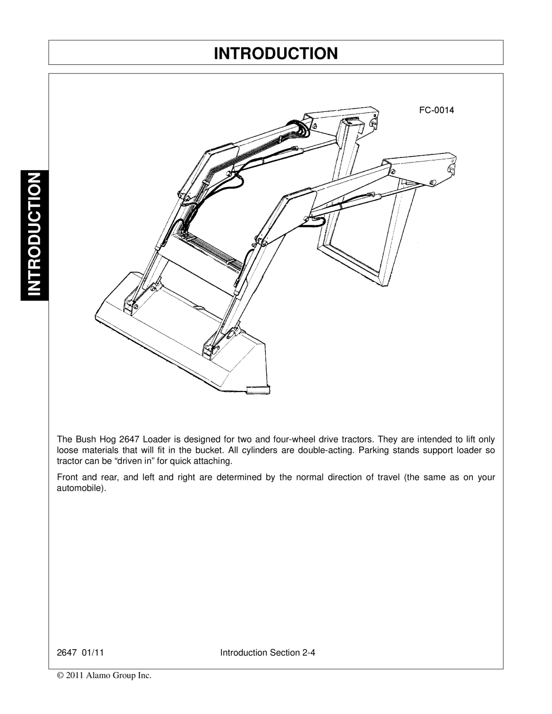 Bush Hog FC-0014 manual Introduction 