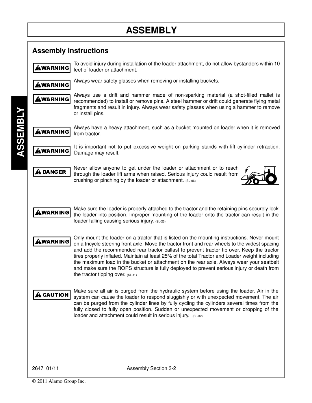 Bush Hog FC-0014 manual Assembly Instructions 