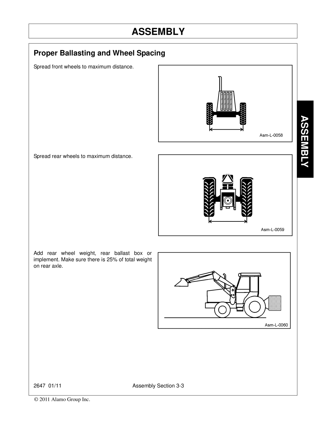 Bush Hog FC-0014 manual Proper Ballasting and Wheel Spacing 