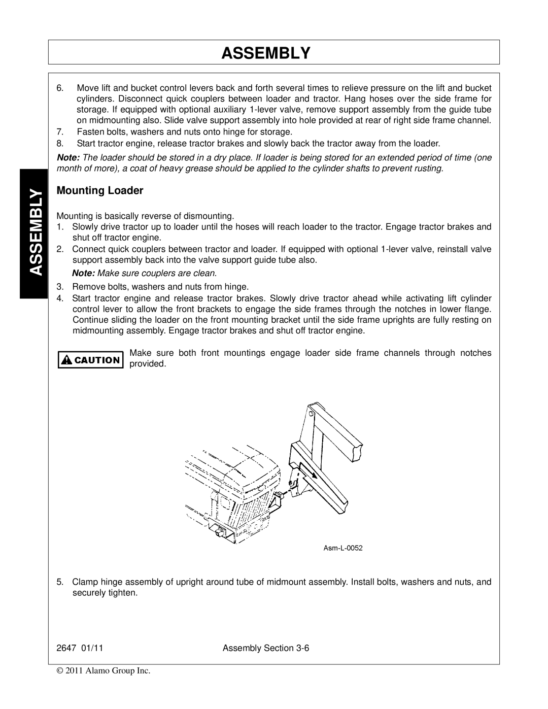 Bush Hog FC-0014 manual Mounting Loader 