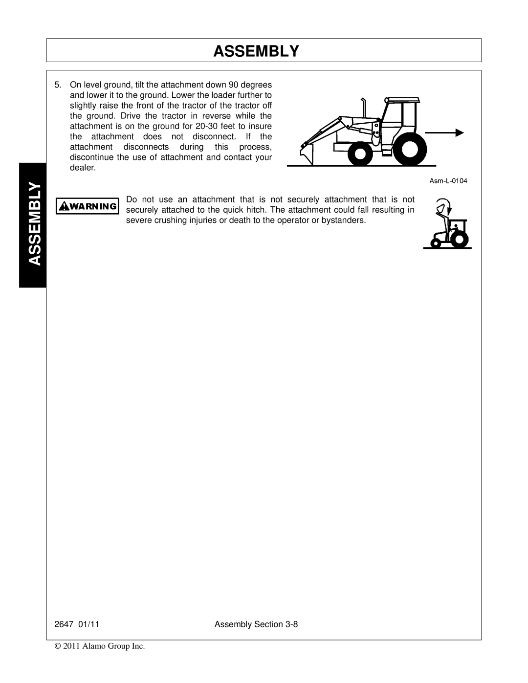 Bush Hog FC-0014 manual Assembly 