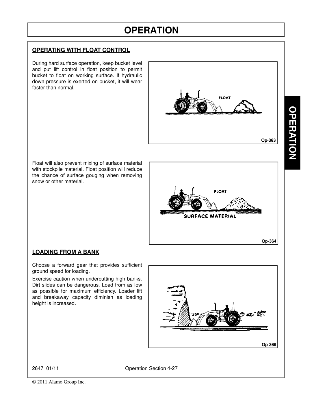 Bush Hog FC-0014 manual Operating with Float Control, Loading from a Bank 