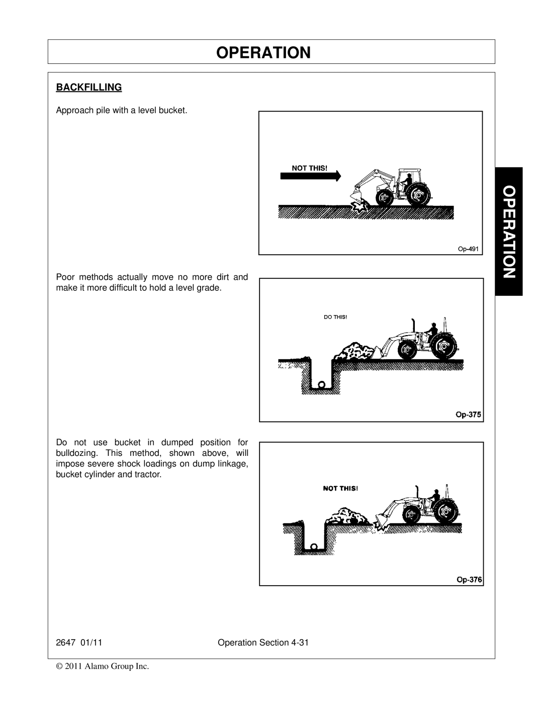 Bush Hog FC-0014 manual Backfilling 