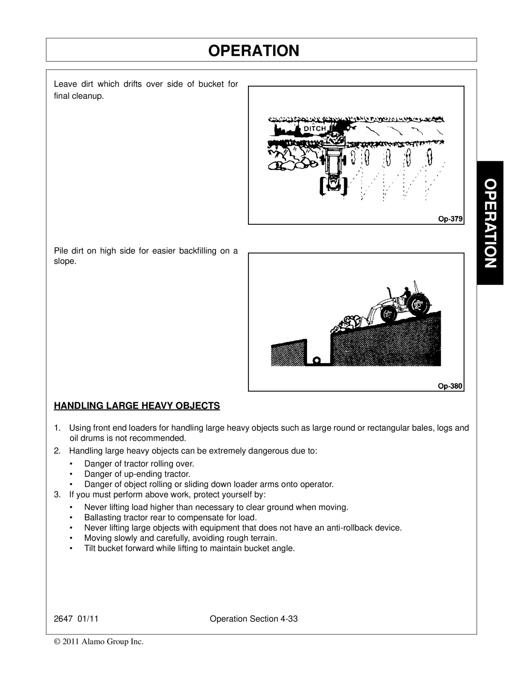 Bush Hog FC-0014 manual Handling Large Heavy Objects 