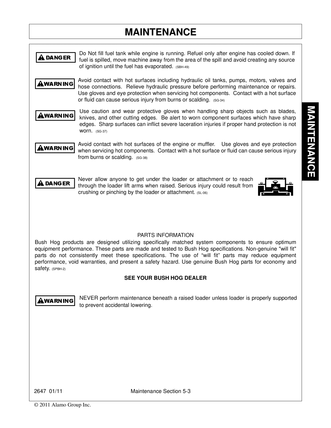 Bush Hog FC-0014 manual See Your Bush HOG Dealer 