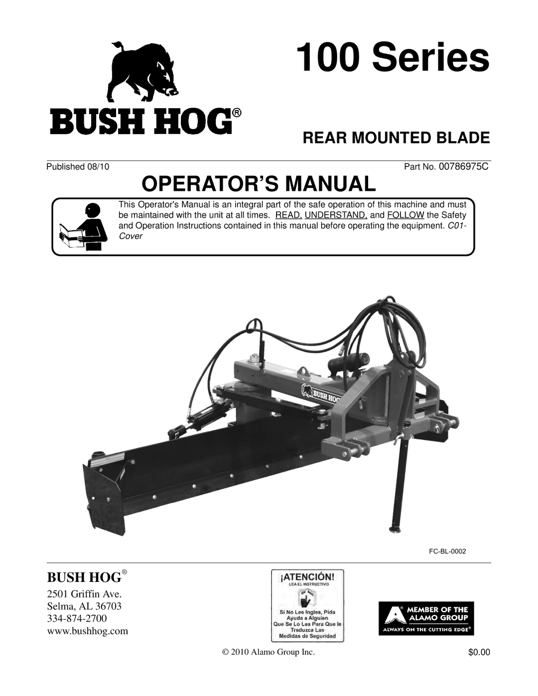 Bush Hog FC-BL-0002 manual Series 