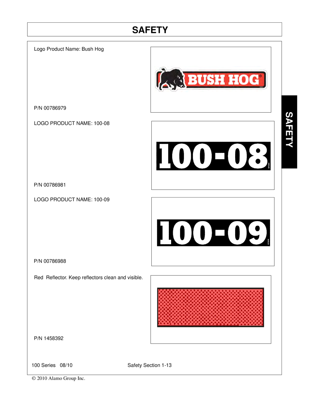 Bush Hog FC-BL-0002 manual Logo Product Name 