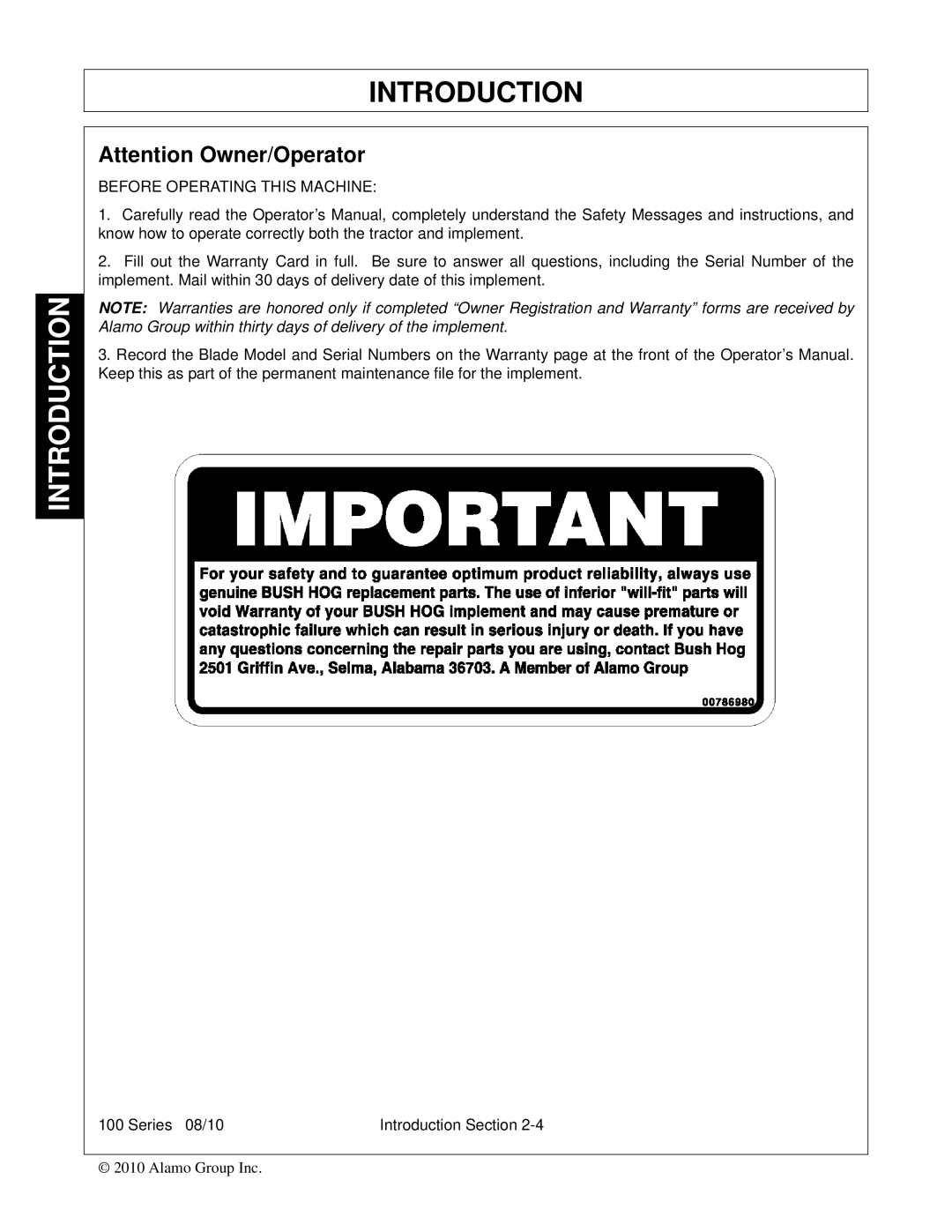 Bush Hog FC-BL-0002 manual Before Operating this Machine 