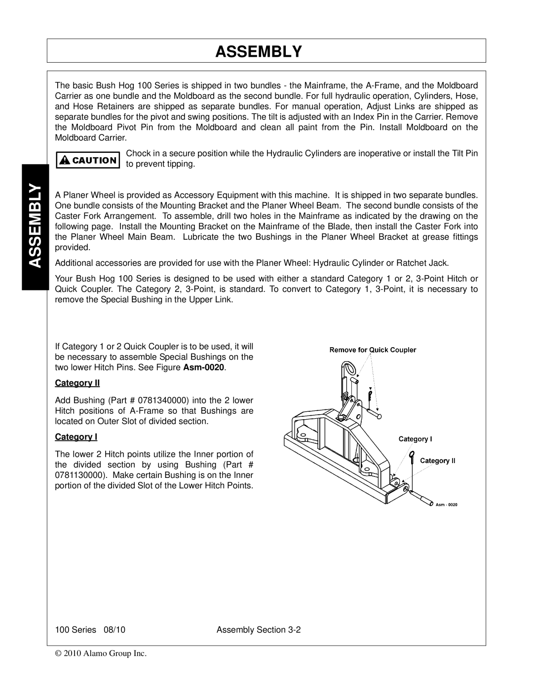 Bush Hog FC-BL-0002 manual Assembly 