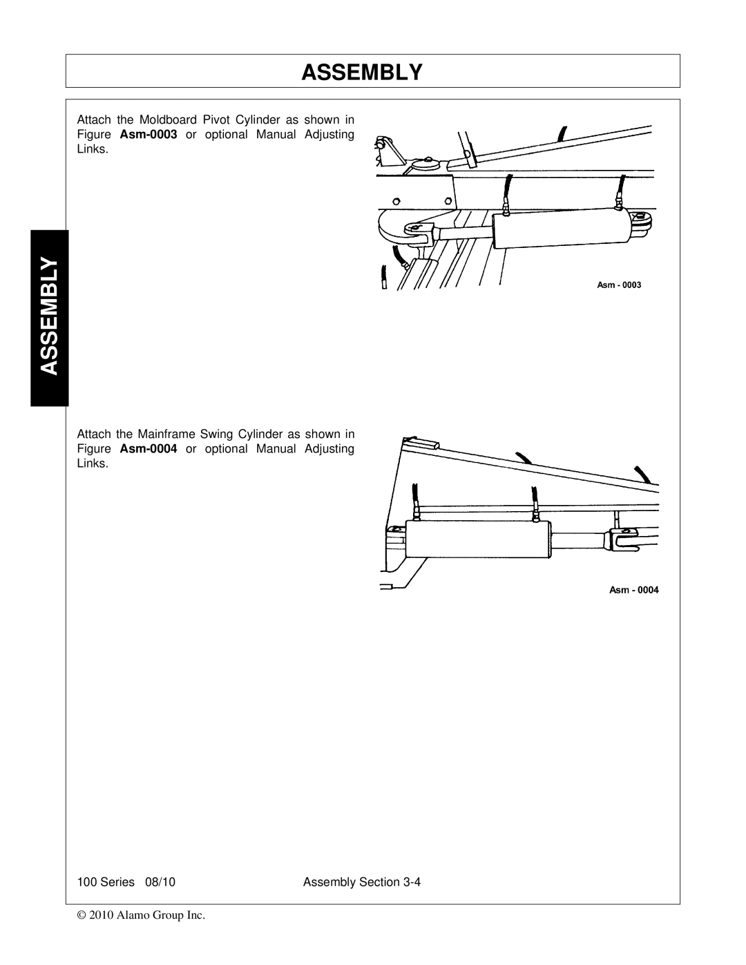 Bush Hog FC-BL-0002 manual Figure Asm-0003or optional Manual Adjusting Links 