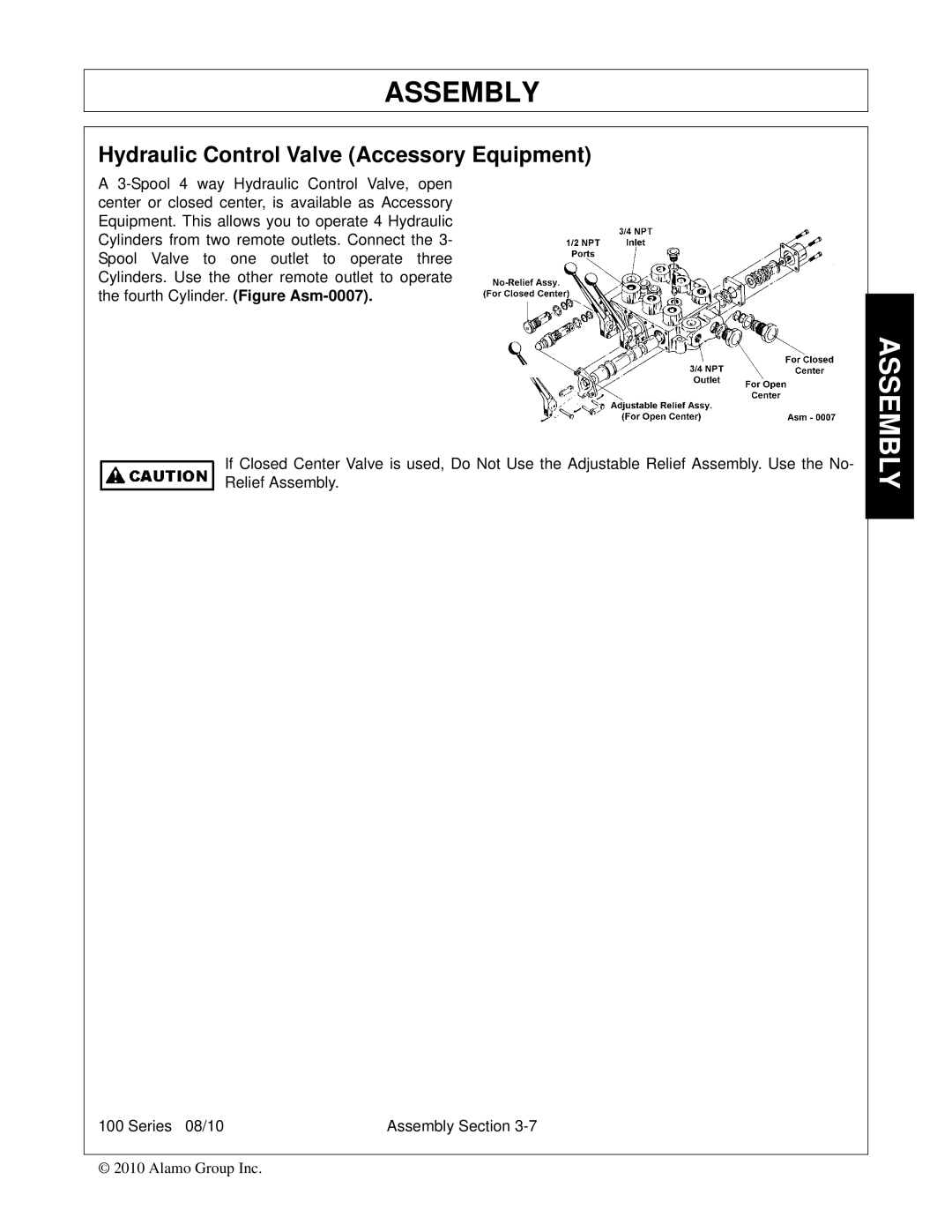 Bush Hog FC-BL-0002 manual Hydraulic Control Valve Accessory Equipment 