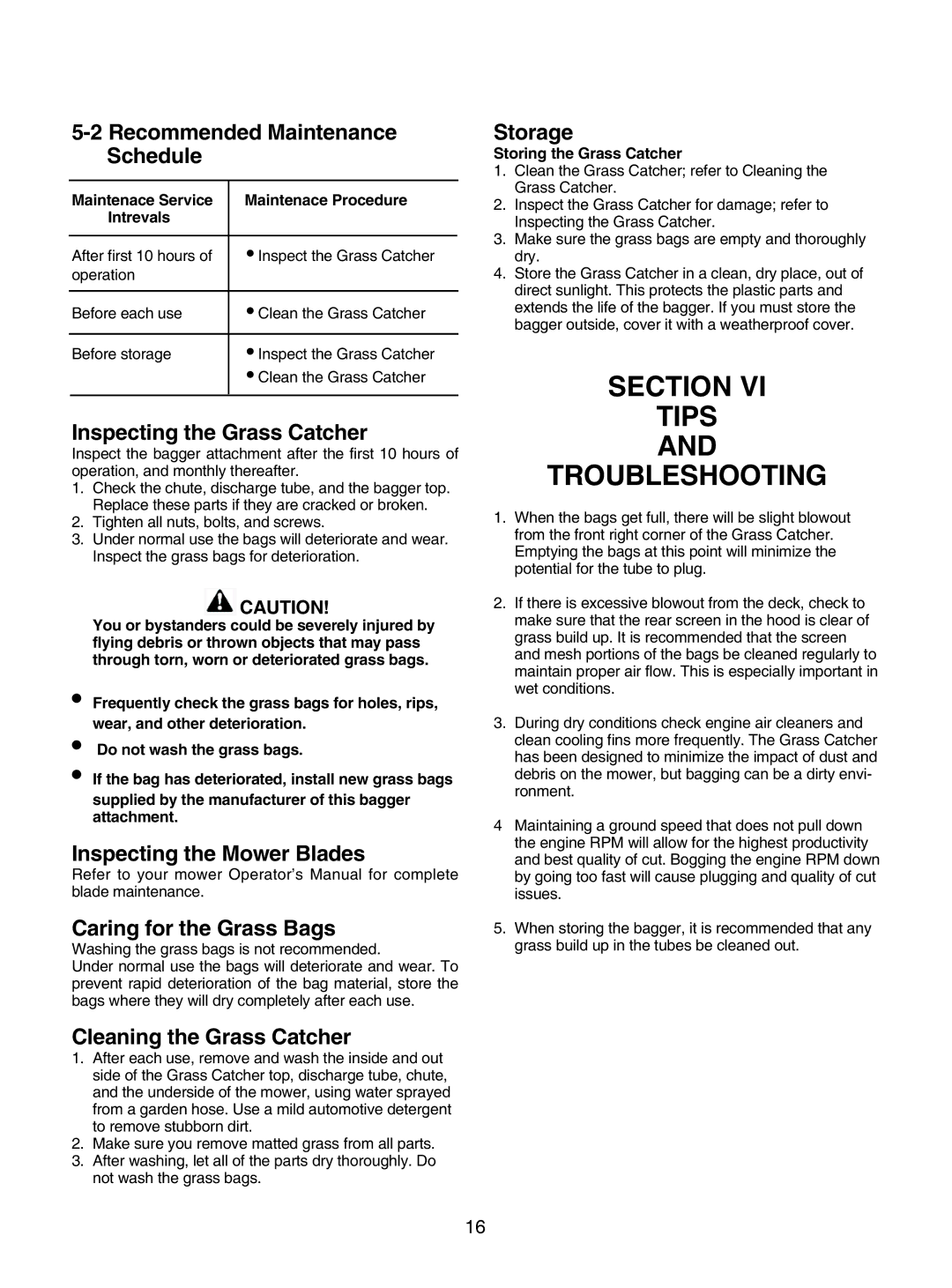 Bush Hog GC-250 manual Section Tips Troubleshooting 