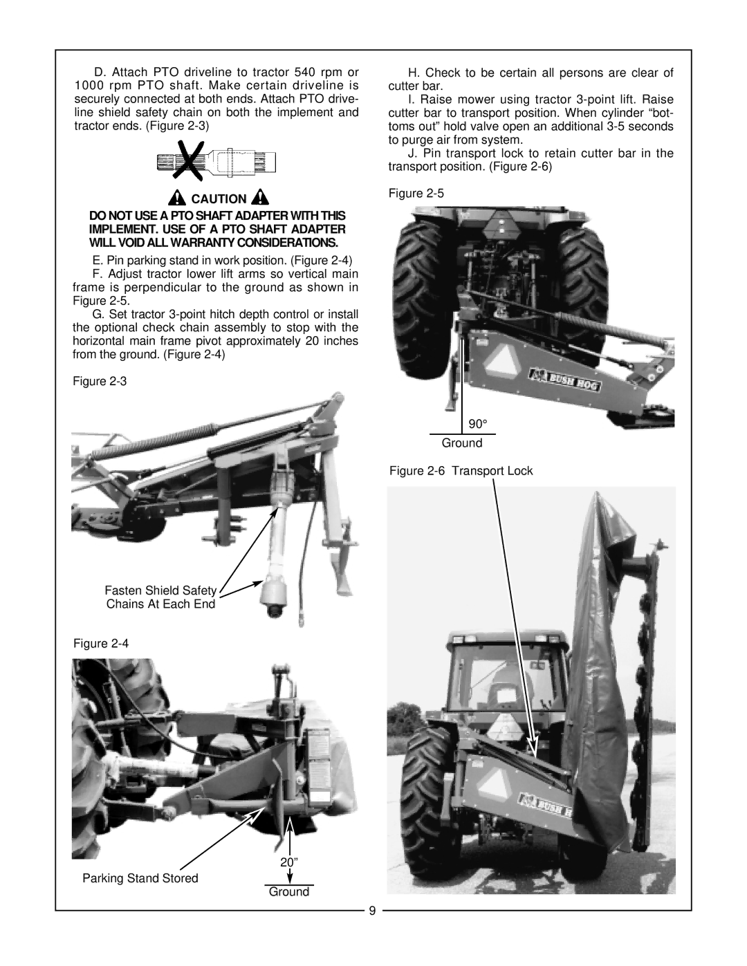 Bush Hog GHM 700, GHM 1900, GHM 1800, GHM 900, GHM 800 manual Transport Lock 