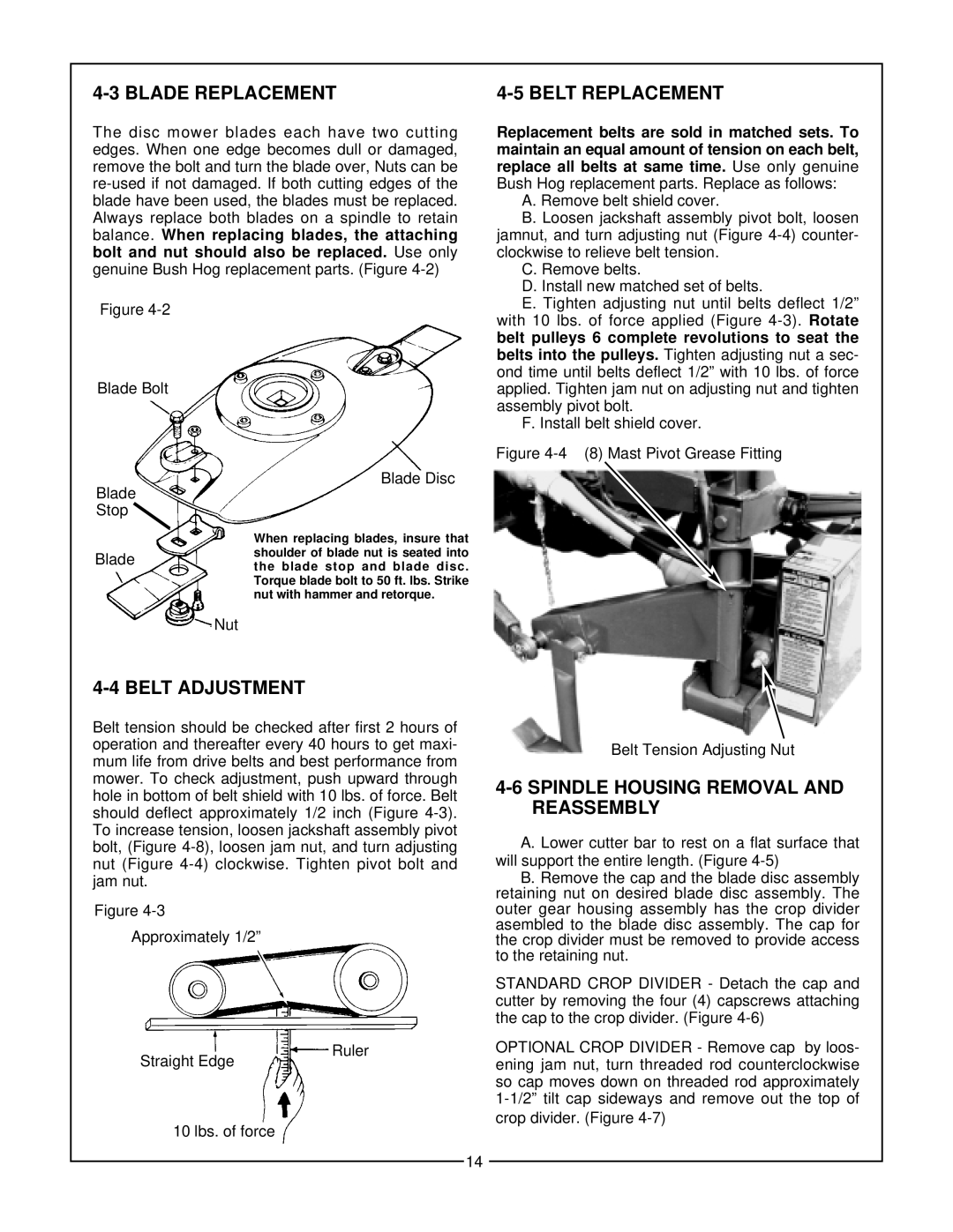 Bush Hog GHM 700, GHM 1900 Blade Replacement, Belt Replacement, Belt Adjustment, Spindle Housing Removal and Reassembly 