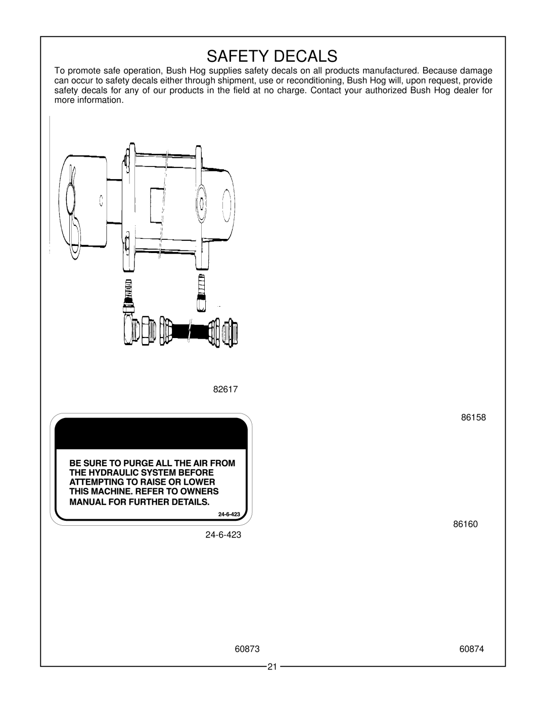 Bush Hog GHM 1800, GHM 700, GHM 1900, GHM 900, GHM 800 manual Safety Decals 