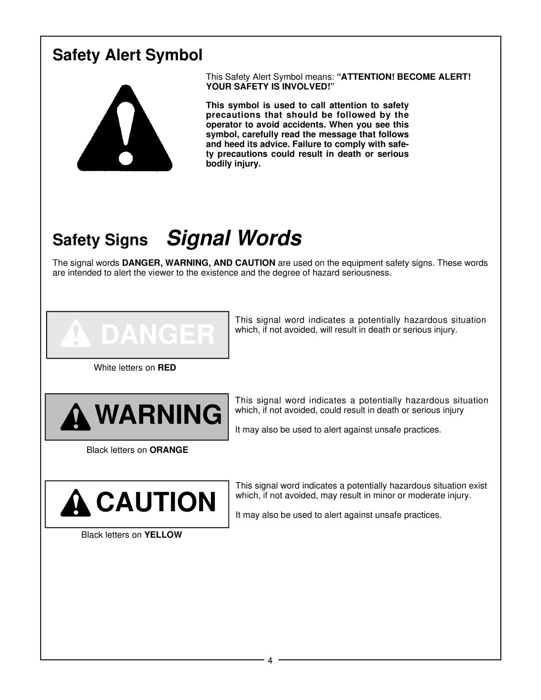 Bush Hog GT 48 manual Safety Alert Symbol 