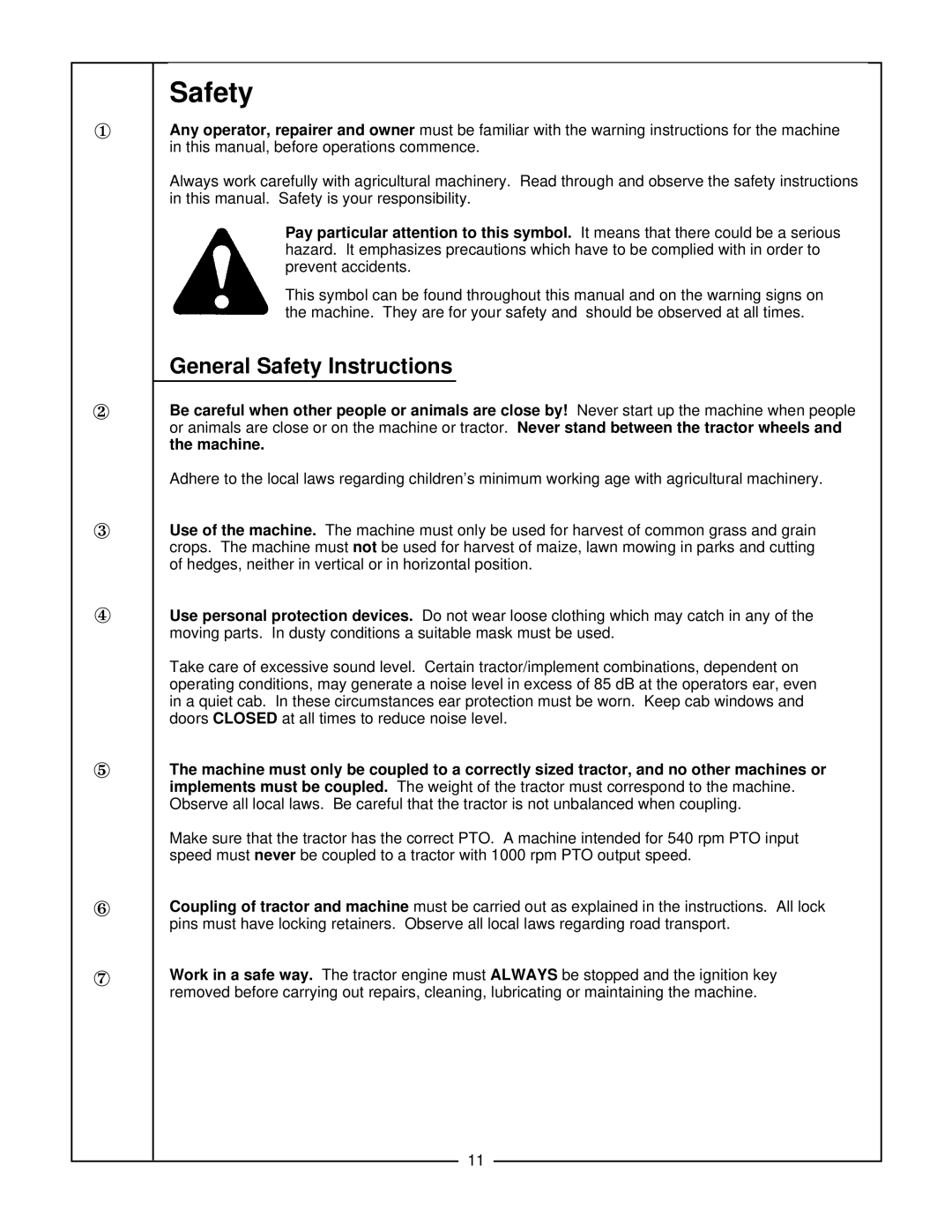 Bush Hog HM2007, HM2008, HM2009 manual General Safety Instructions 