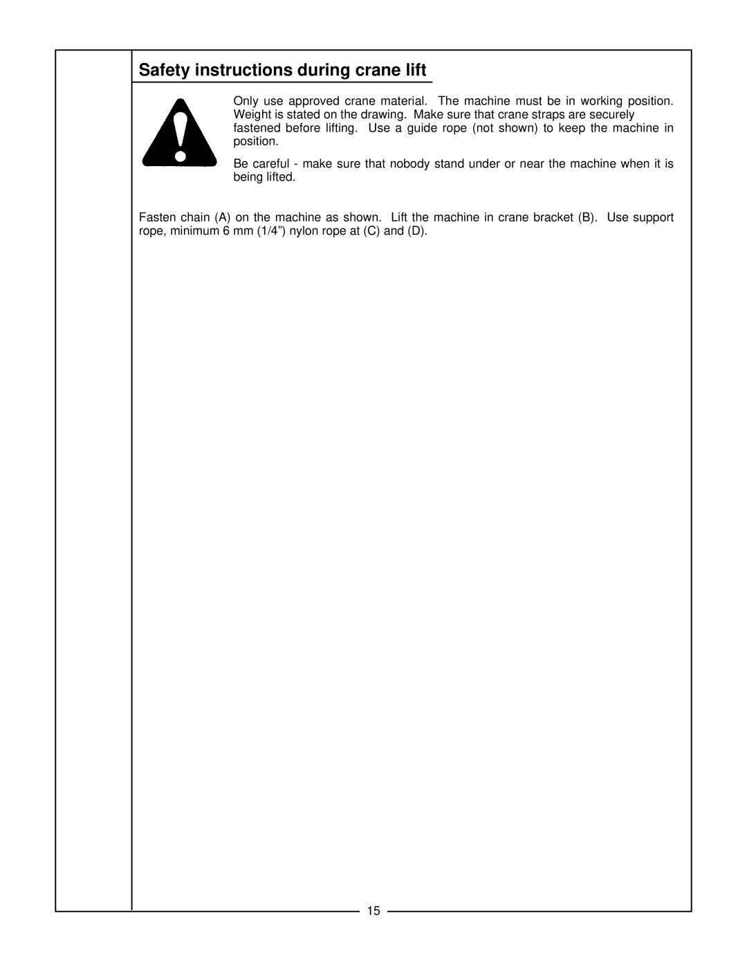 Bush Hog HM2009, HM2008, HM2007 manual Safety instructions during crane lift 