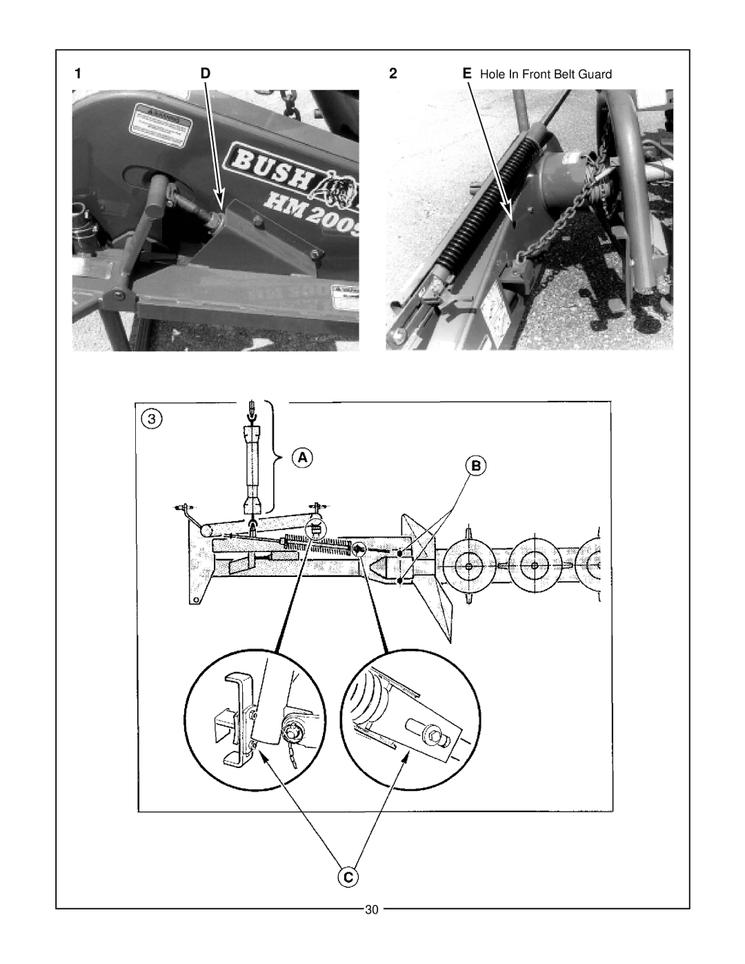 Bush Hog HM2009, HM2008, HM2007 manual Hole In Front Belt Guard 