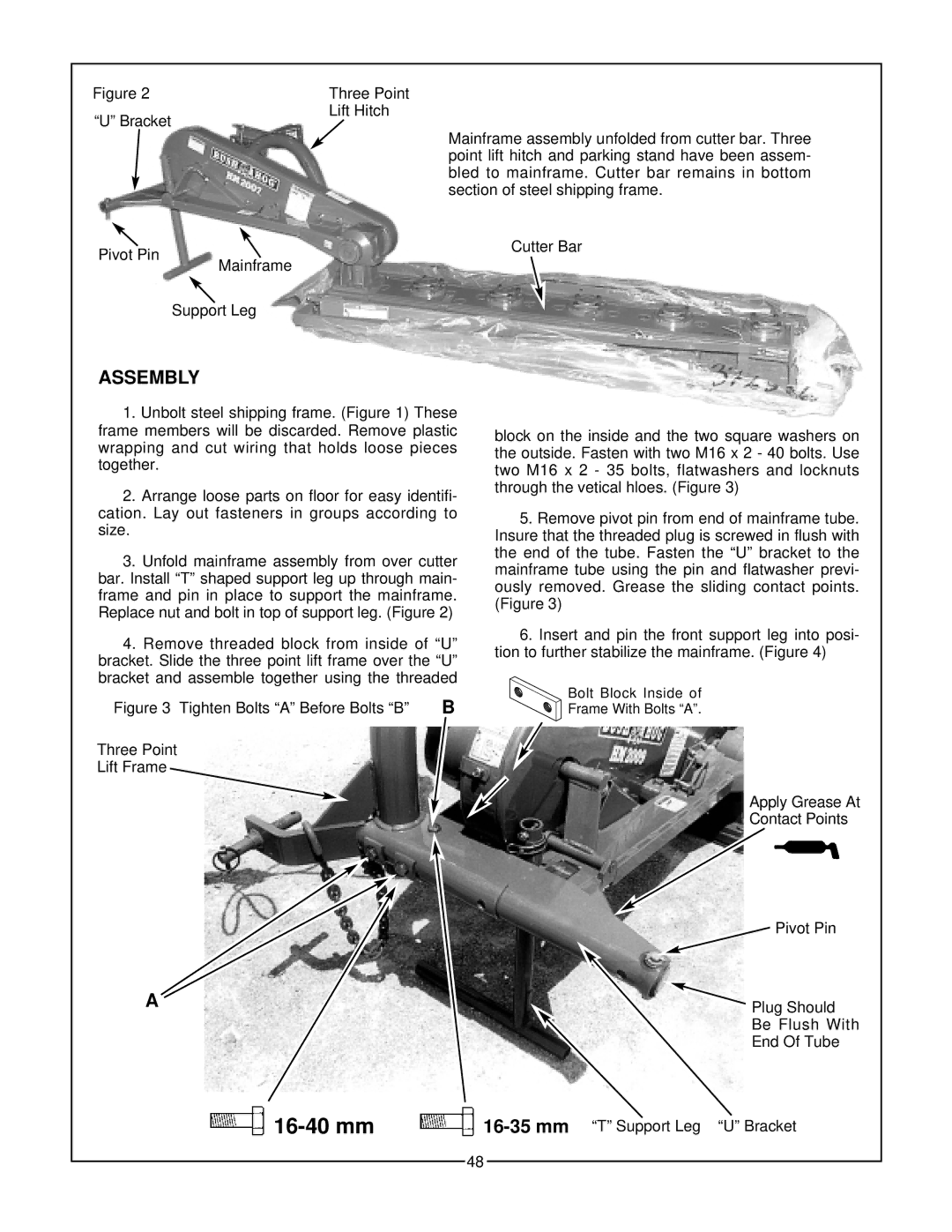 Bush Hog HM2009, HM2008, HM2007 manual 16-40 mm, Support Leg U Bracket 