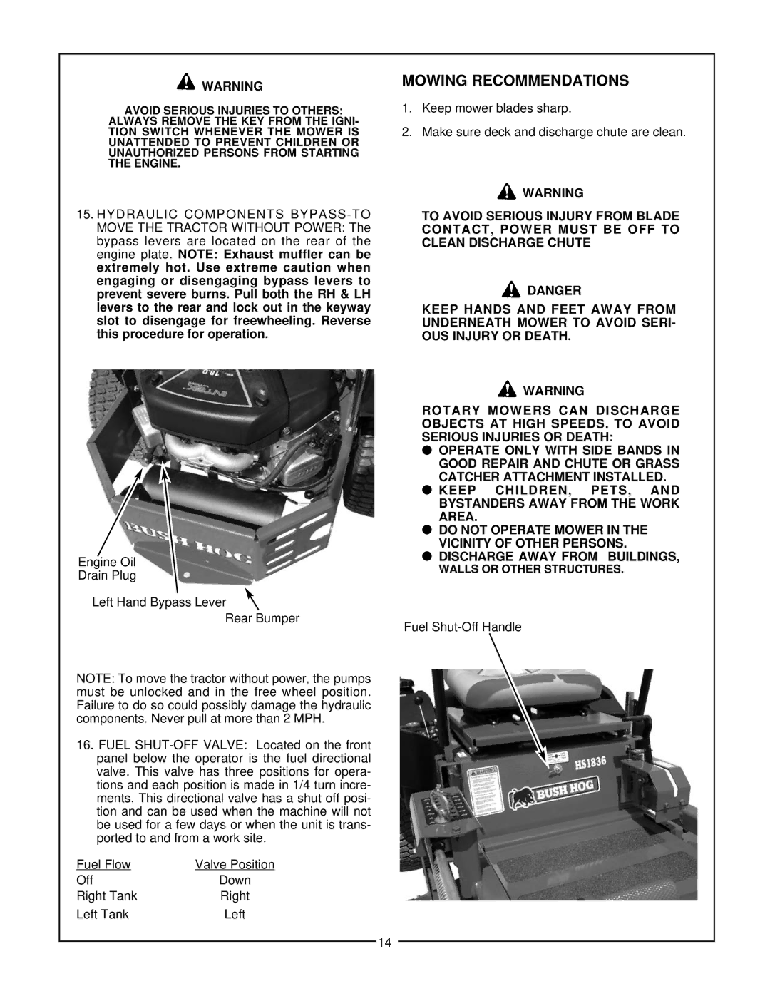 Bush Hog Home Series manual Mowing Recommendations 