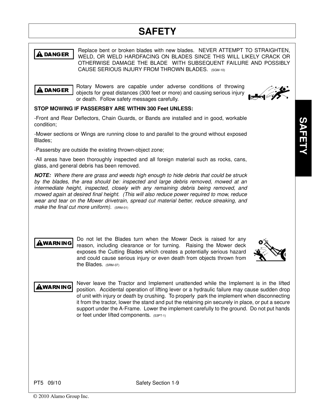 Bush Hog PT5 manual Stop Mowing if Passersby are Within 300 Feet Unless 