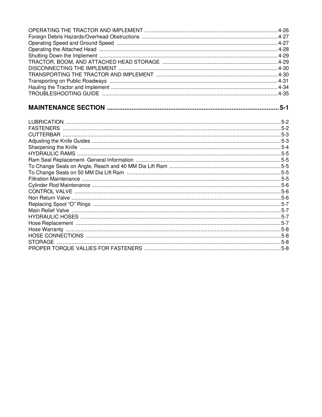 Bush Hog PT5 manual Maintenance Section 