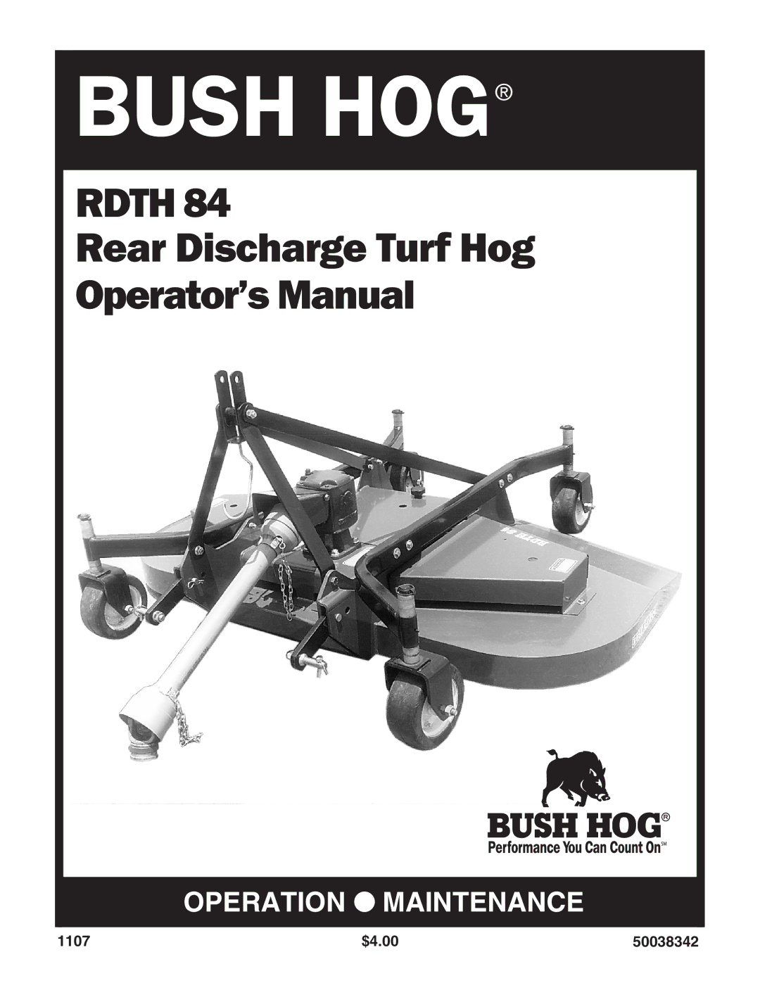 Bush Hog RDTH 84 manual Bush HOG 