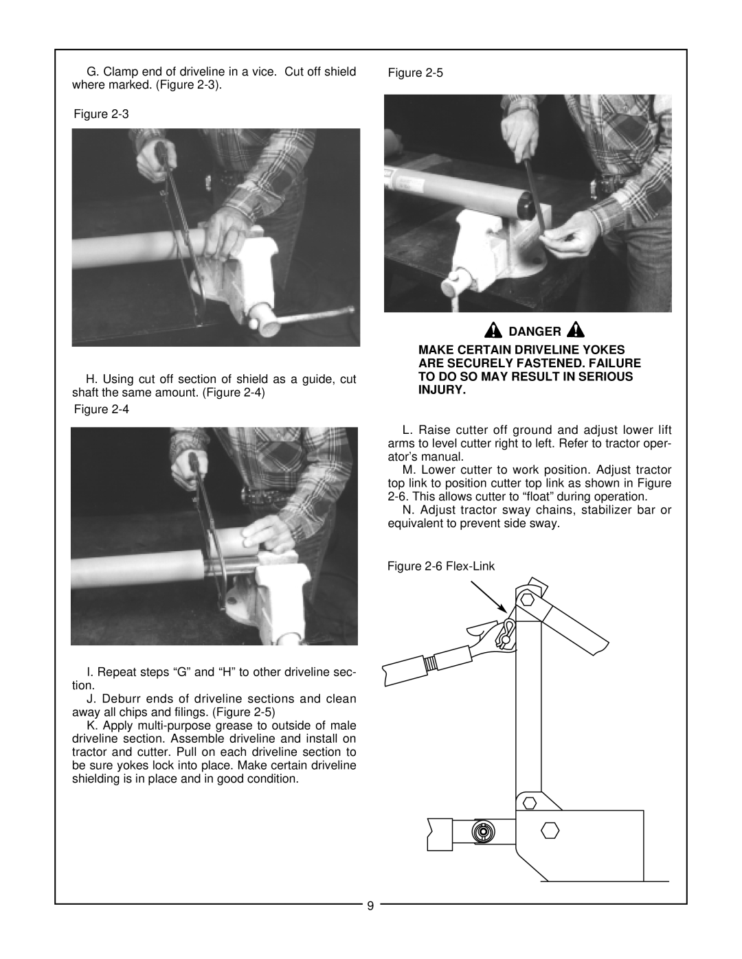 Bush Hog RDTH 84 manual Danger Make Certain Driveline Yokes, Are Securely Fastened. Failure, 6 Flex-Link 