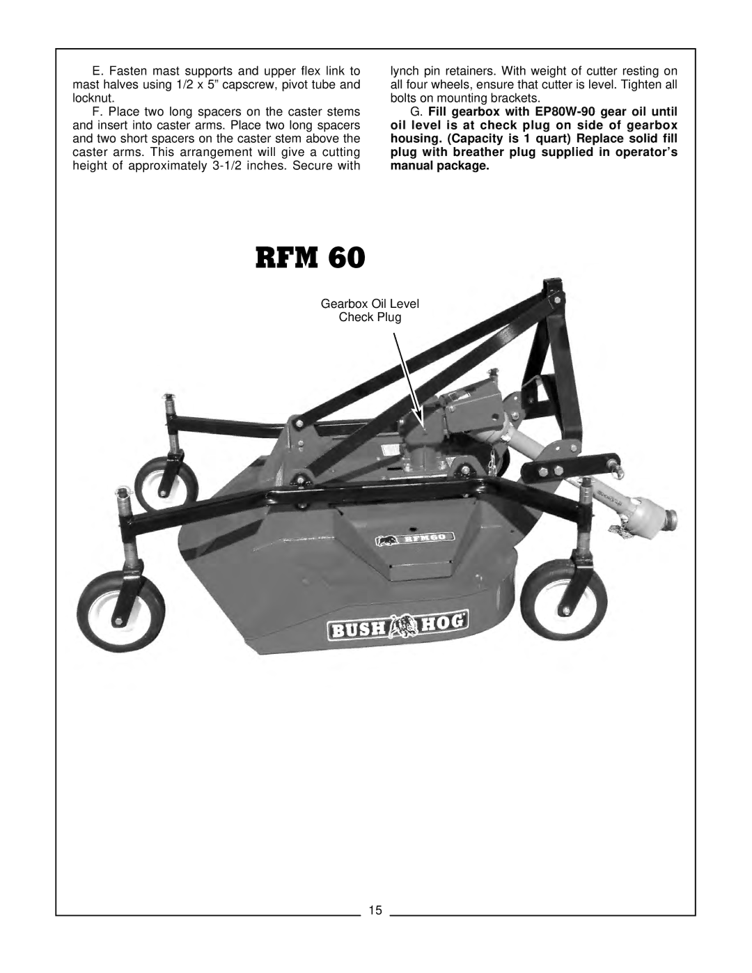 Bush Hog RFM 60 manual Rfm 