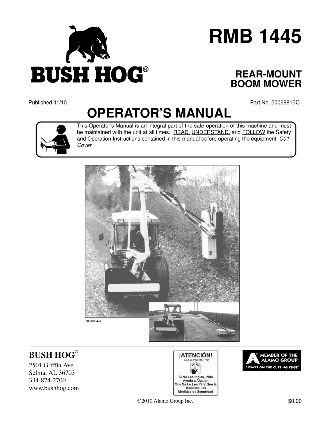 Bush Hog RMB 1445 manual Rmb 