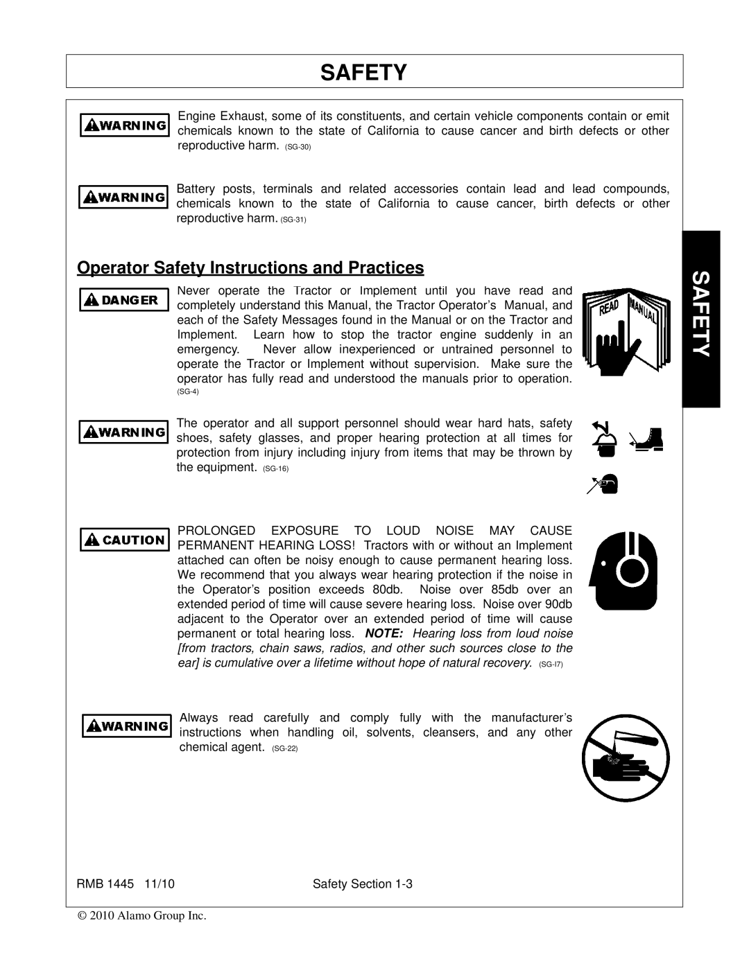 Bush Hog RMB 1445 manual Operator Safety Instructions and Practices 