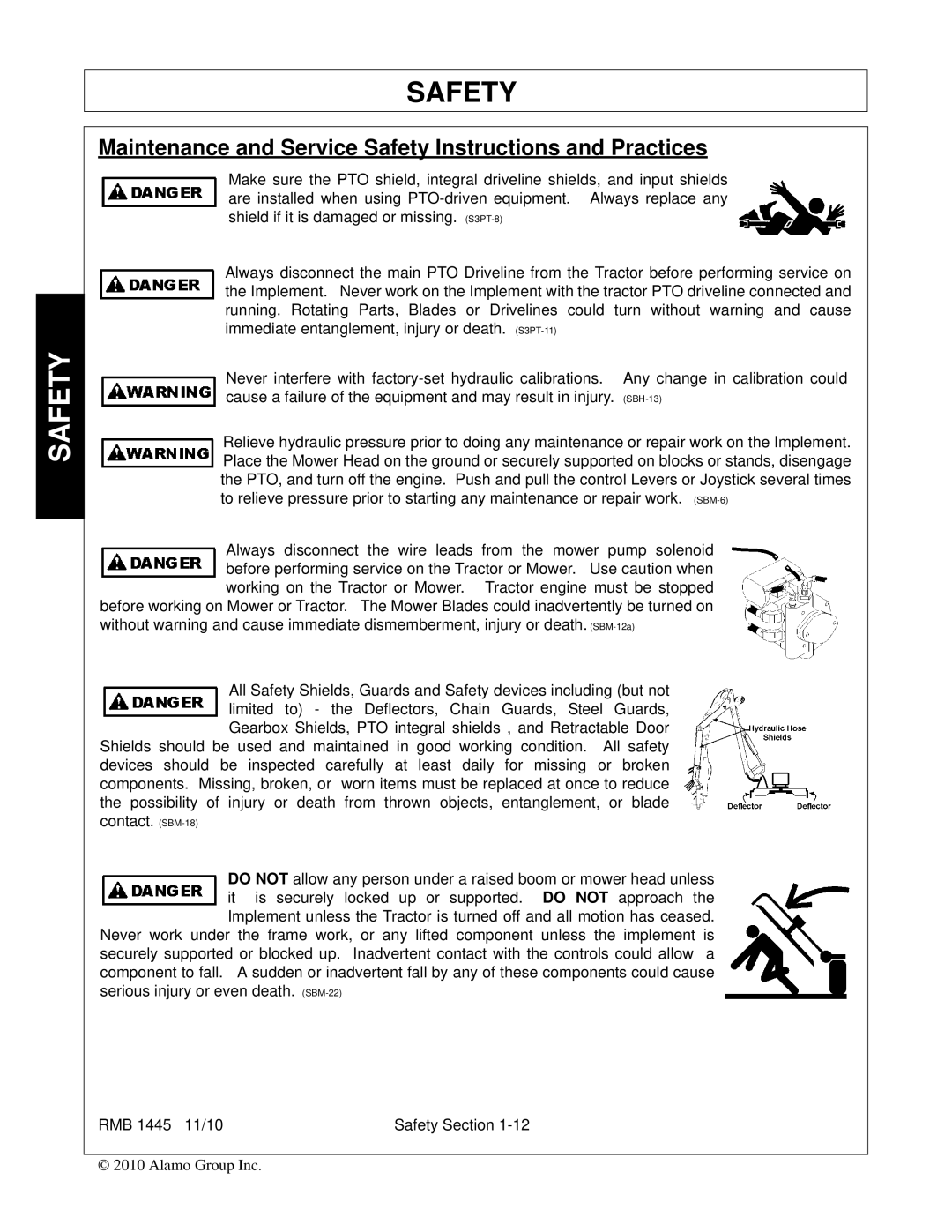 Bush Hog RMB 1445 manual Maintenance and Service Safety Instructions and Practices 