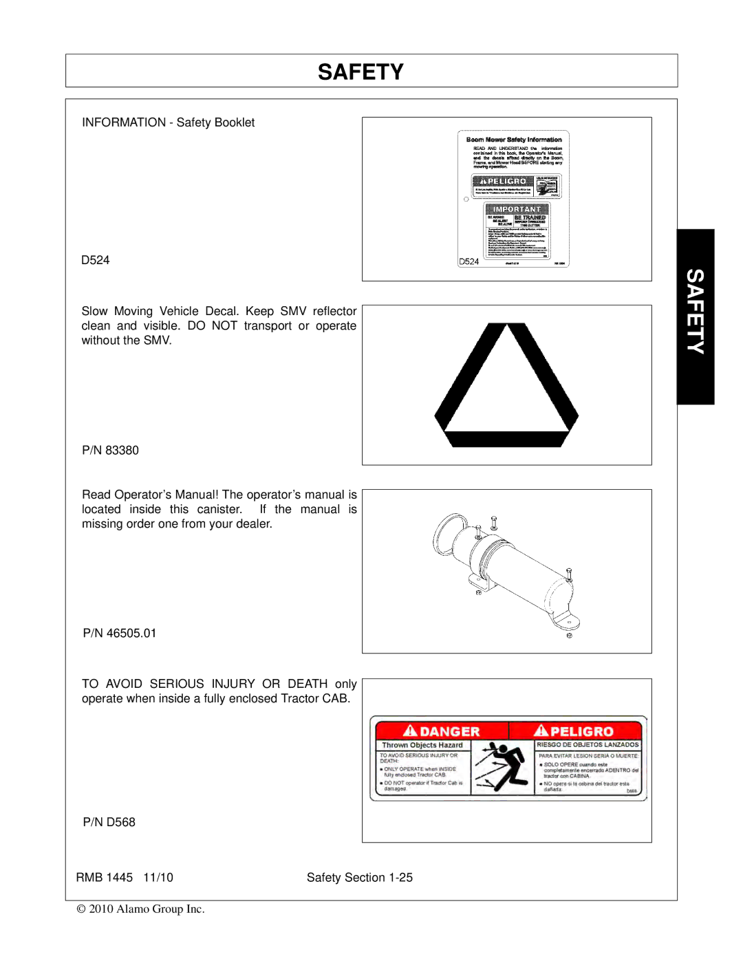 Bush Hog RMB 1445 manual Safety 