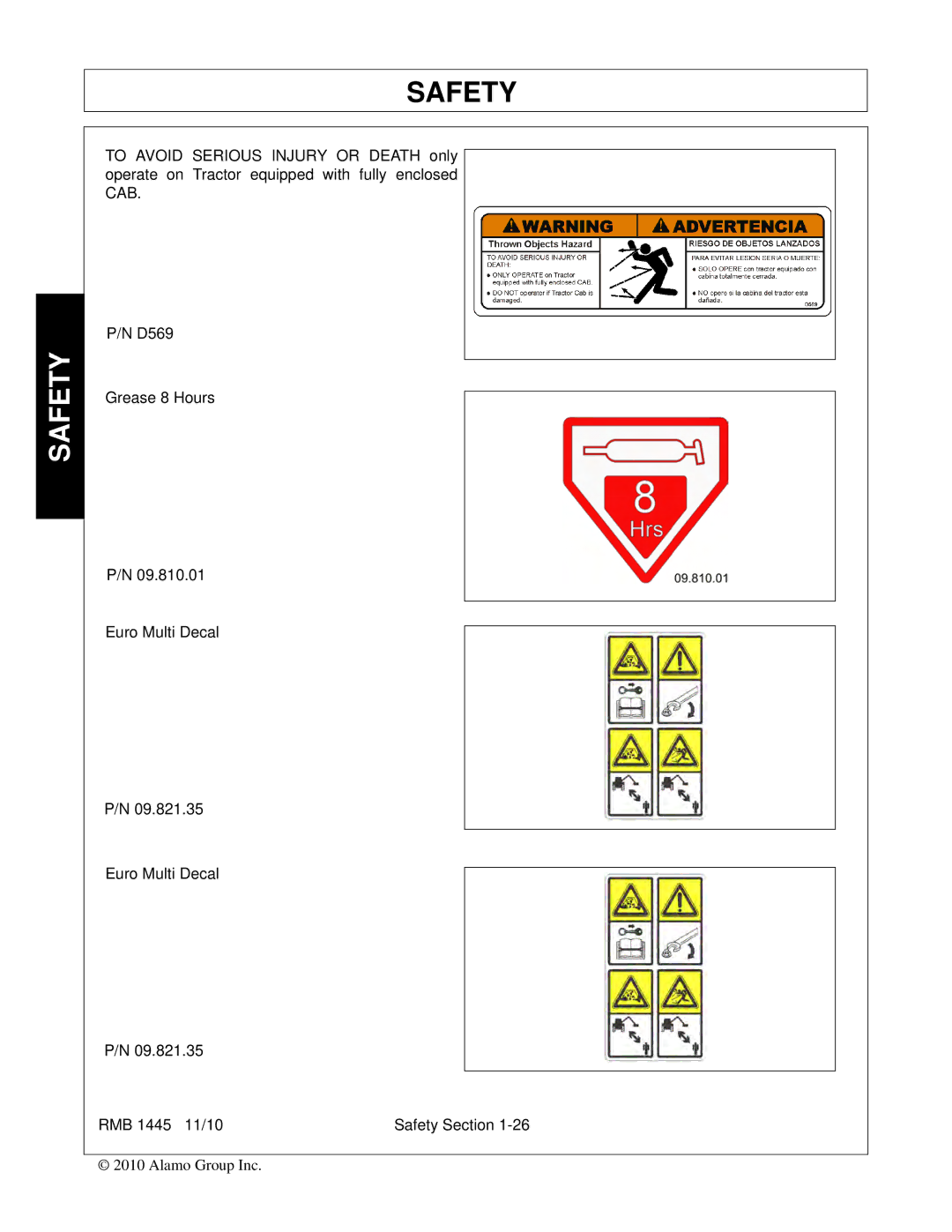 Bush Hog RMB 1445 manual Safety 