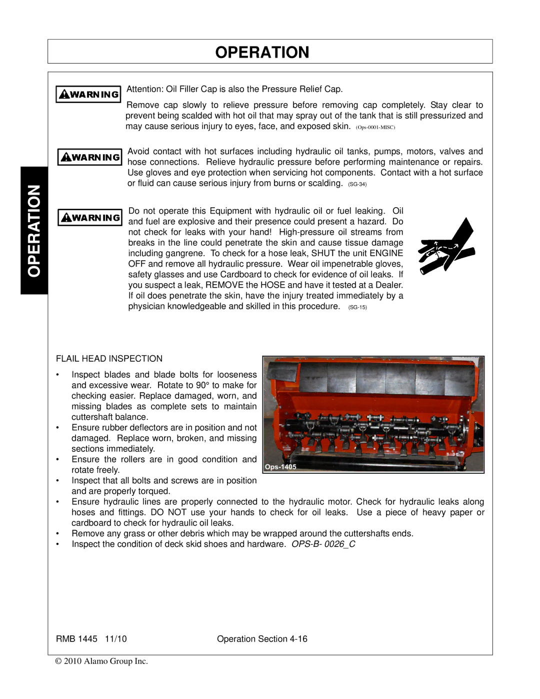 Bush Hog RMB 1445 manual Flail Head Inspection 