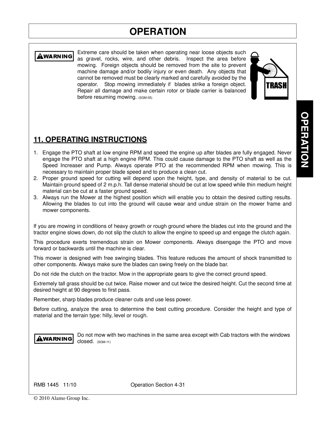 Bush Hog RMB 1445 manual Operating Instructions 