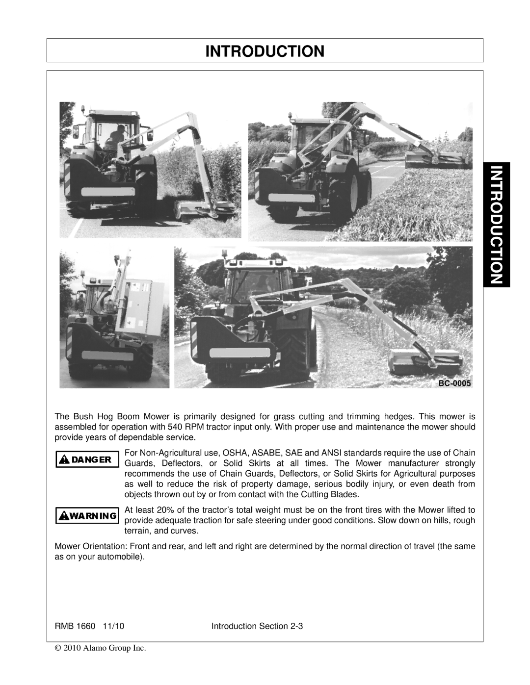 Bush Hog RMB 1660 manual Introduction 