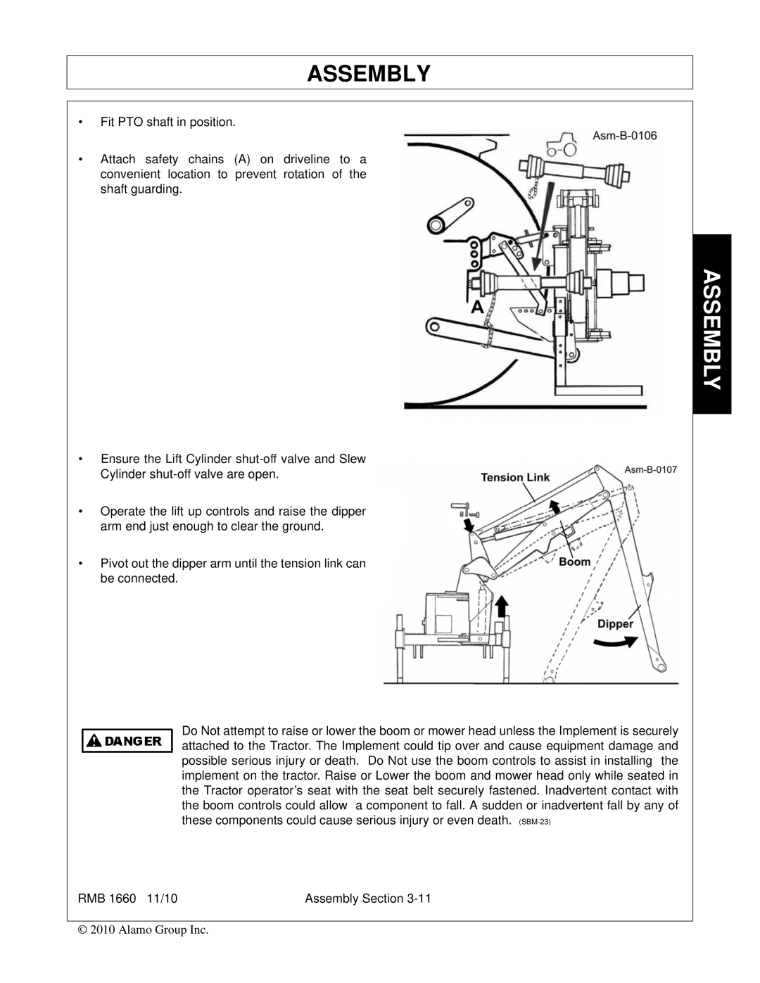 Bush Hog RMB 1660 manual Assembly 