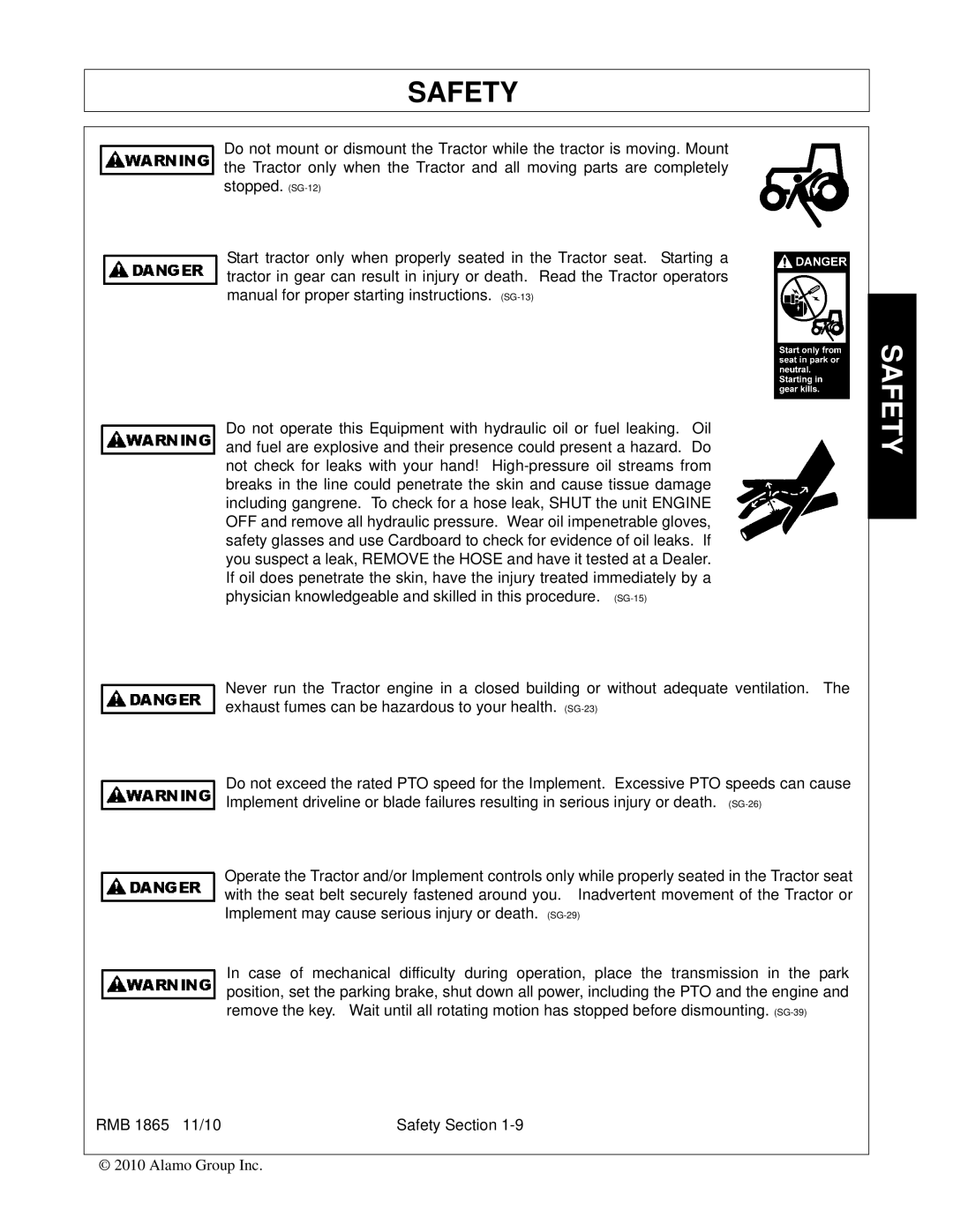 Bush Hog RMB 1865 manual Safety 