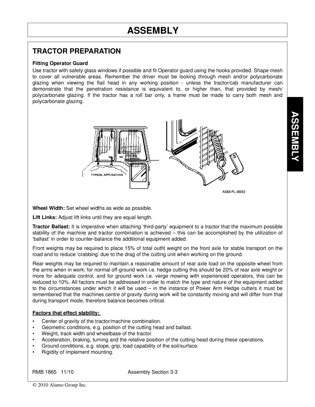 Bush Hog RMB 1865 manual Tractor Preparation, Fitting Operator Guard 