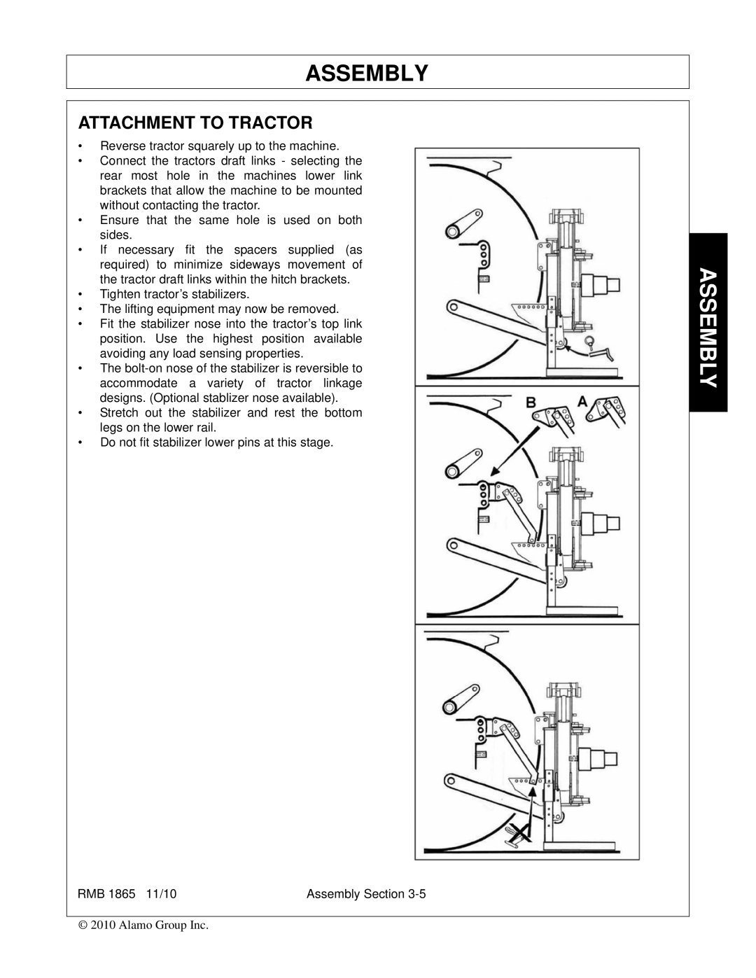 Bush Hog RMB 1865 manual Attachment to Tractor 